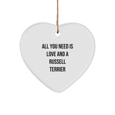 Funny Russell Terrier Dog Gifts from Friends - All You Need Is Love Heart Ornament for Russell Terrier Dog Lovers - Christmas Unique Gifts for Russell Terrier Dog Owners - Image 1